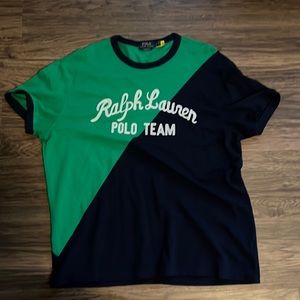 Ralph Lauren Polo short sleeved shirt. Sz. L. Navy/Green. Like New!
